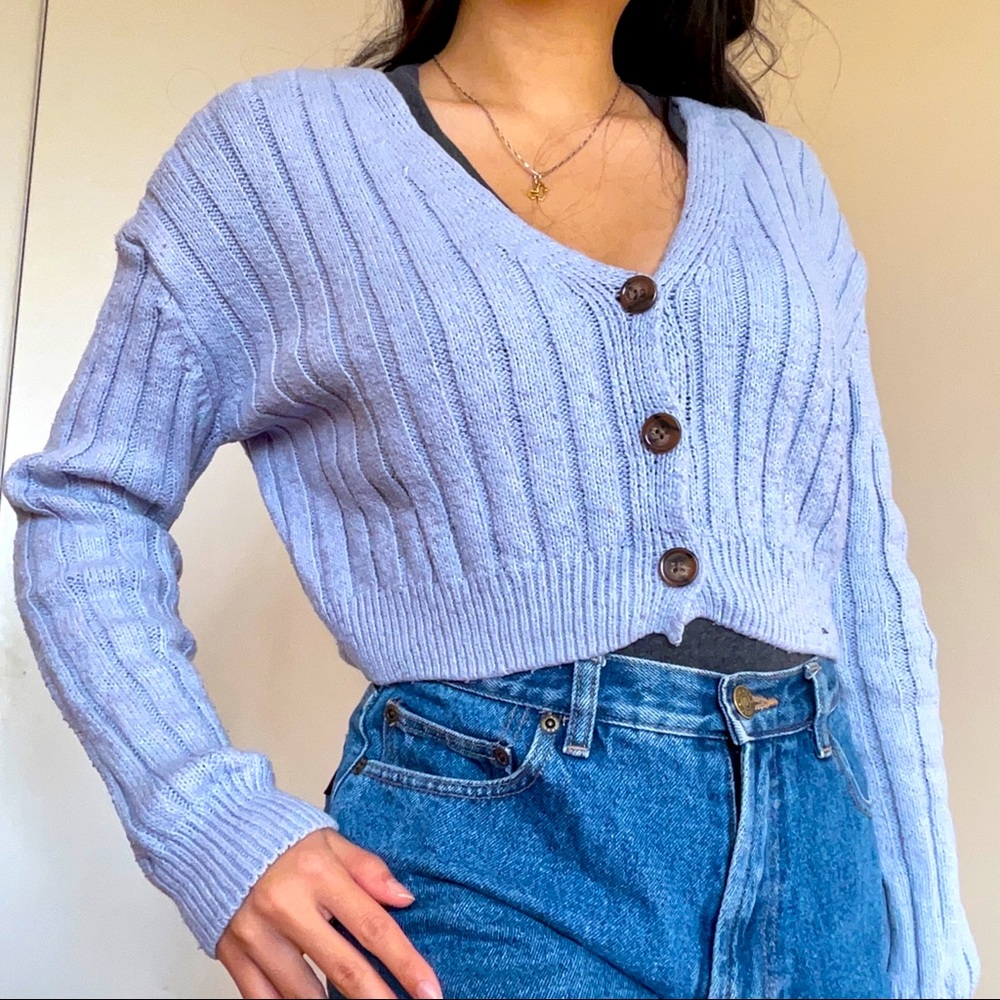 Light Blue Cropped Cardigan